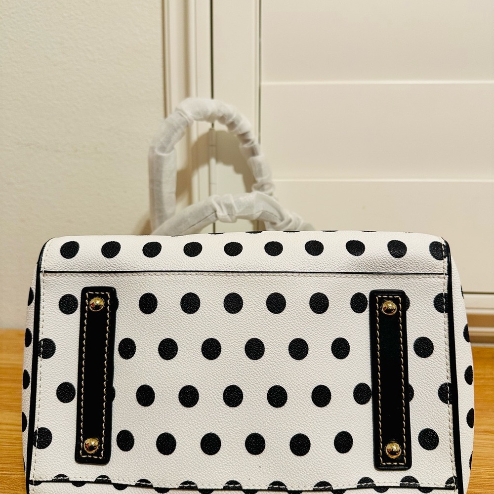 DOONEY & BOURKE JANIE TOTE bcaro0614 white black polka dots shoulder bag NWT - Picture 7 of 8